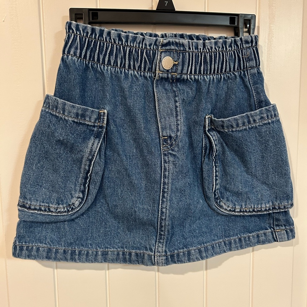 H&M Kids Blue Denim Skirt with Elastic Waist Size 6